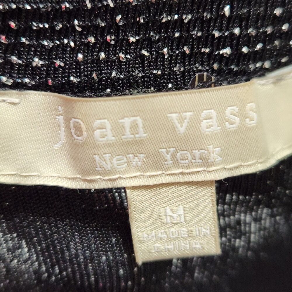 Joan Vass Tunic Top Mini Dress Size Medium Black Metallic Sheer - Picture 8 of 11